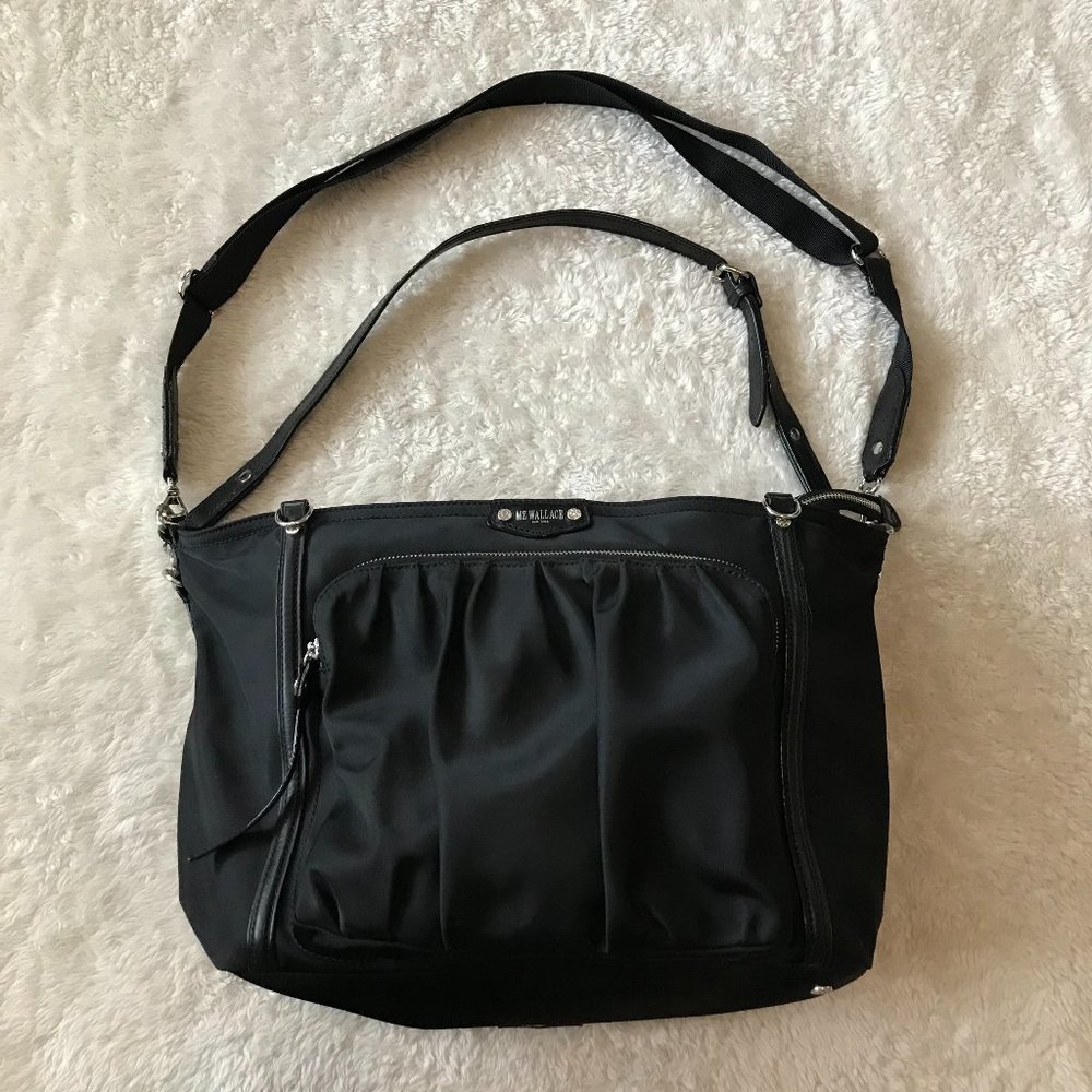 MZ Wallace Black Nylon Gathered Front Crossbody Bag